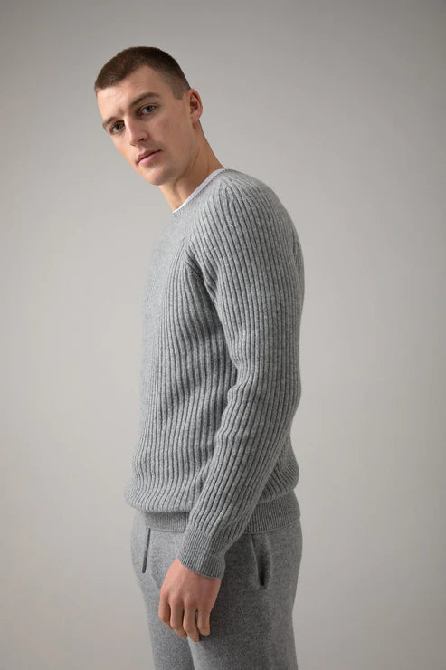 Ribbed Round Neck Sweater - Cashmere
