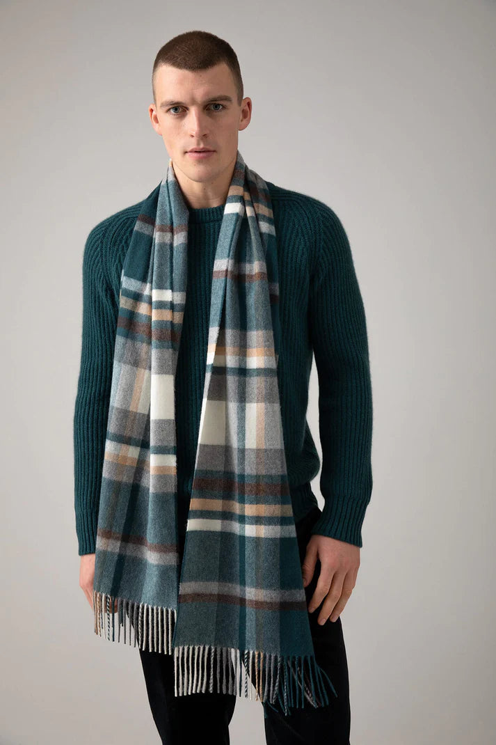 Flannel Check Scarf - Cashmere