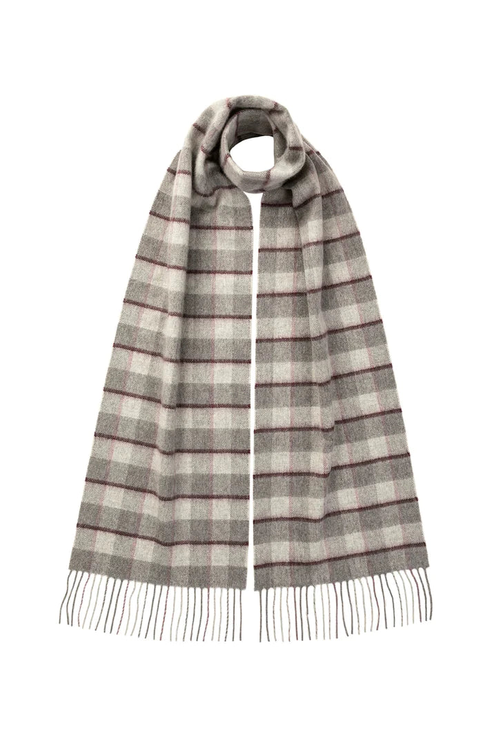 Bordered Gingham Scarf - Cashmere