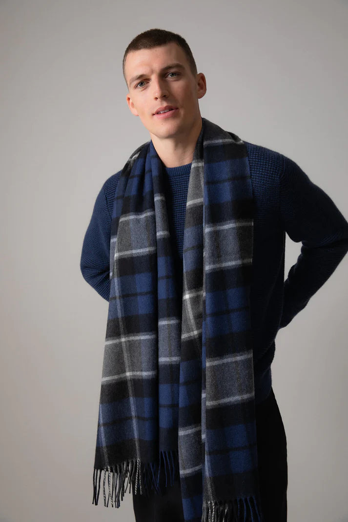 Tartan Wide Scarf - Cashmere