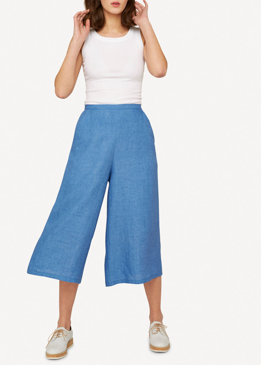 Oleana - Linen Culotte - Blå