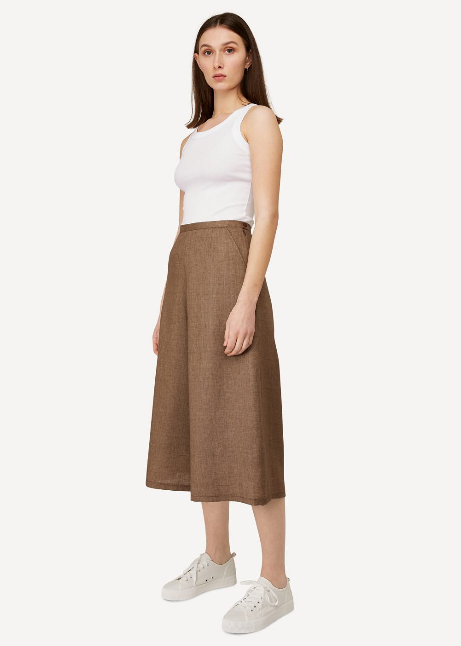 Oleana - Linen Culotte - Brown