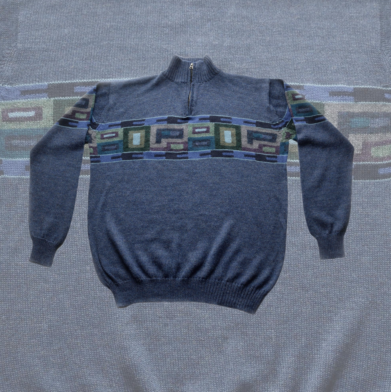Sweater - Blå - 1/4 zip