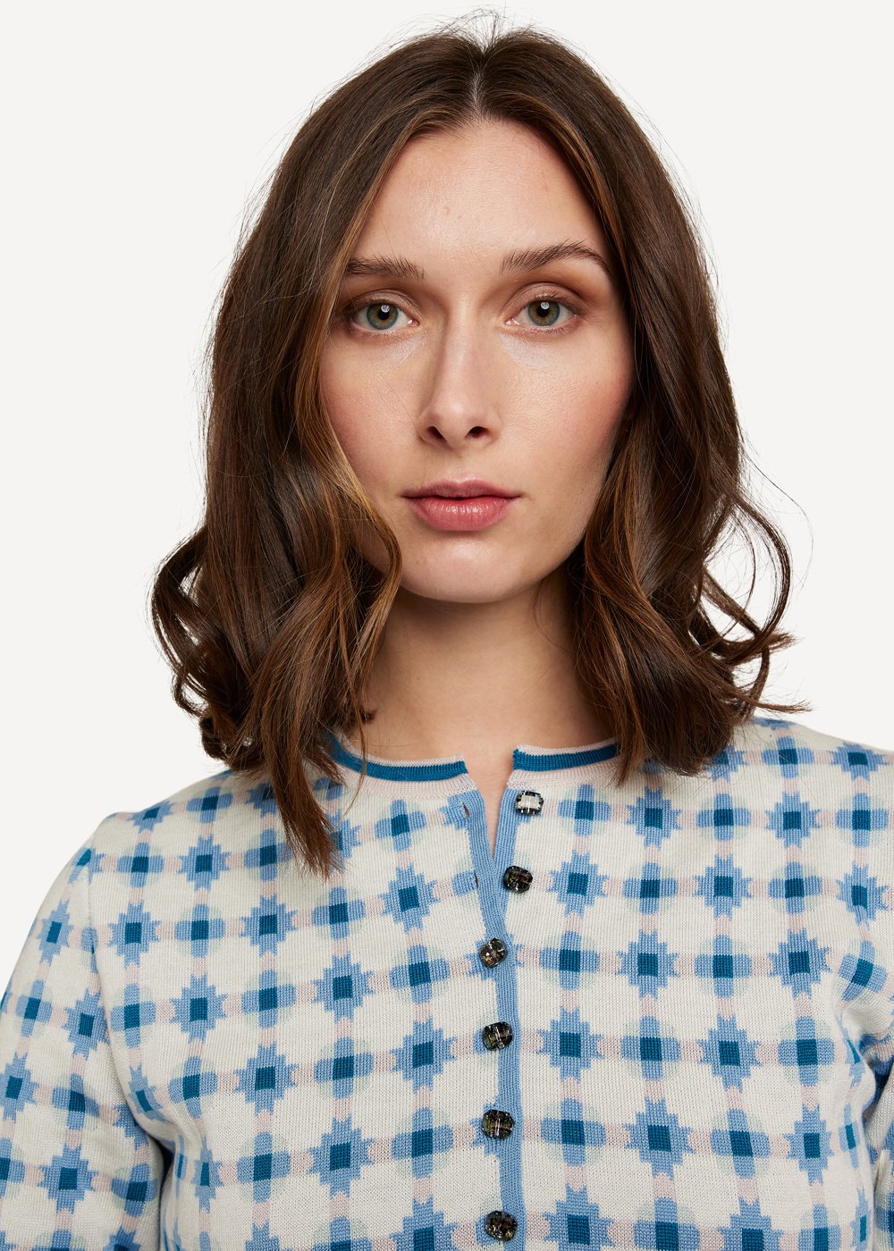 Oleana - Pattern Paper cardigan - Cloudy