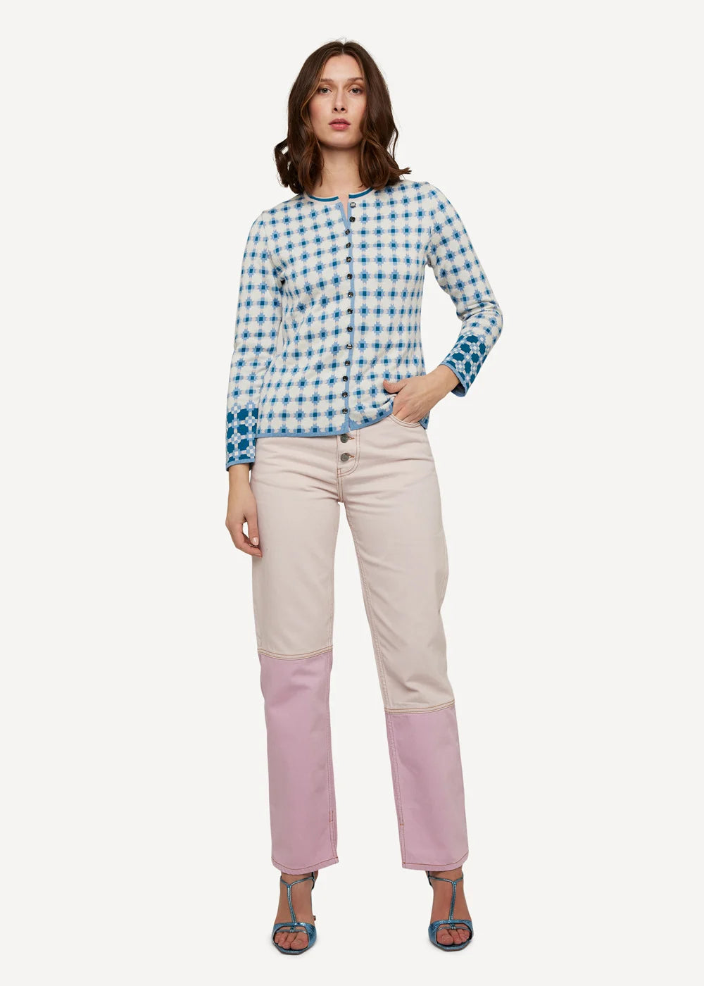 Oleana - Pattern Paper cardigan - Cloudy