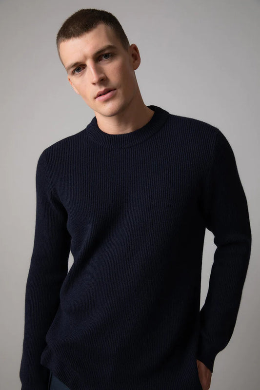 Round Neck Sweater Ribbed - Cashmere