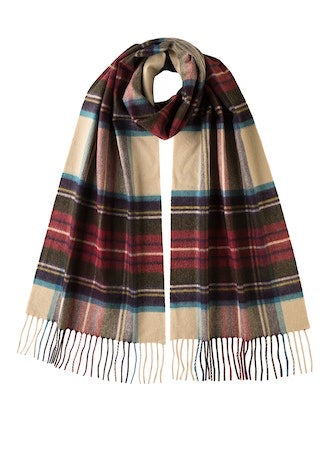 Tartan Wide Scarf - Cashmere